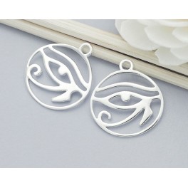 925 Sterling Silver  2  Eye Of Horus Charms 16x17 mm.