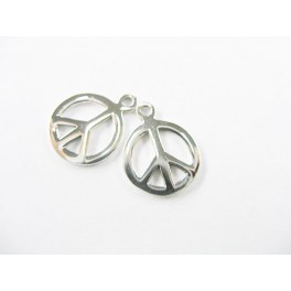 925 Sterling Silver 4 Peace Sign Charms 12mm.