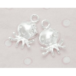 925 Sterling Silver 2  Otopus  Charms 8.5x11mm.