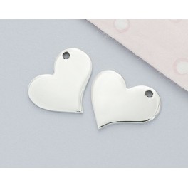 925 Sterling Silver 4  Heart  Charms 11x12.8mm.