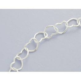 925 Sterling Silver Heart Chain 5.5x4.5mm. 18 inches