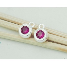 2  of Lab grown Ruby  & Sterling Silver Bezeled Charms