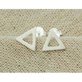 925 Sterling Silver Brushed Triangle  Stud Earrings 8.5x7.5mm.
