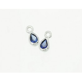 2 of  Lab grown Sapphire  & Sterling Silver Bezeled Charms 3.7x5 mm.