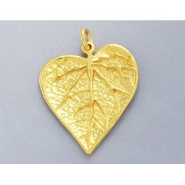 925 Sterling Silver 24k Gold Vermeil Style Leaf Pendant