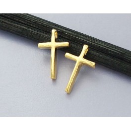 925 Sterling Silver 24k Gold Vermeil Style 2 Cross Charms