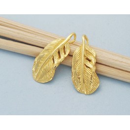 925 Sterling Silver 24k Gold Vermeil Style 2 Feather Charms