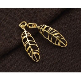 925 Sterling Silver 24k Gold Vermeil Style 2  Leaf Charms