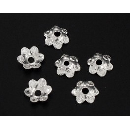 925 Sterling Silver 40 Dot Print Bead Caps 5mm.