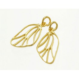 925 Sterling Silver 24k Gold Vermeil Style  2 Dragonfly Wing Charms
