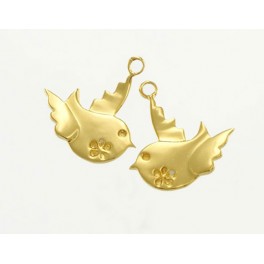 925 Sterling Silver 24k Gold Vermeil Style 2 Bird Charms
