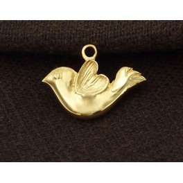 925 Sterling Silver 24k Gold Vermeil Style Bird Charm