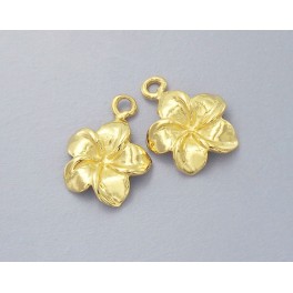 925 Sterling Silver 24k Gold Vermeil Style  2 Flower Charms