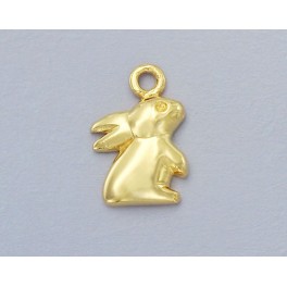 925 Sterling Silver 24k Gold Vermeil Style  Bunny Charm 9x11mm.
