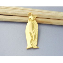 925 Sterling Silver 24k Gold Vermeil Style  Penguin Charm 6x17mm.