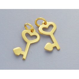 925 Sterling Silver 24k Gold Vermeil Style 4 Key to my Heart Charms.