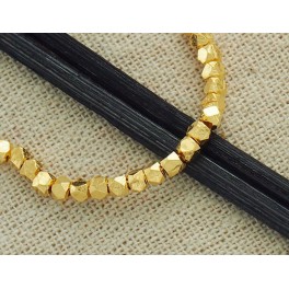 Karen hill tribe 24k Gold Vermeil Style  30 Faceted Nugget Beads 2.5mm.