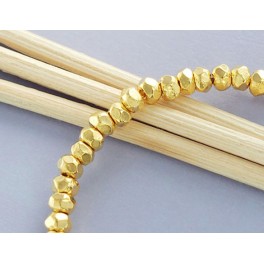 Karen hill tribe Gold Vermeil Style  20 Facet Rondelle Beads 3.7x2.5 mm.