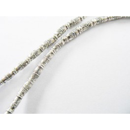 Karen Hill Tribe Silver 45  Imprinted Bamboo Beads 2x5mm. 9 inches