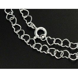 925 Sterling Silver  Heart Chain Bracelet 4.5x4 mm. 7 inches