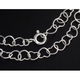 925 Sterling Silver  Heart Chain Bracelet 5.5x4.5 mm. 7 inches