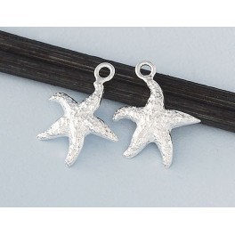 925 Sterling Silver 2 Starfish Charms 13x15mm.