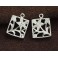 925 Sterling Silver 2 Flower in Rectangle Charms 11.5x12mm.