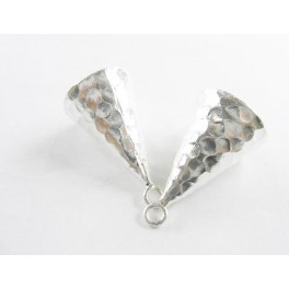 Karen Hill Tribe Silver 2 Hammered Cone Pendants 13.5x20 mm.