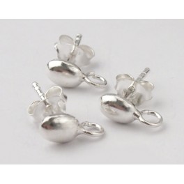925 Sterling Silver 2 Pairs of Oval  Earrings Post Findings 4x6 mm.