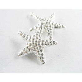 2 of 925 Sterling Silver Starfish Pendants 20 mm.