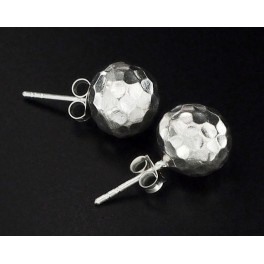 Karen Hill Tribe Silver 1 pair Hammered Round Stud Earrings 10 mm.