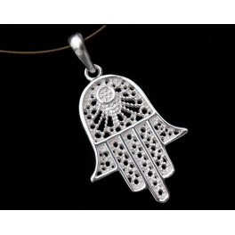 925 Sterling Silver Hand Of Fatima Pendant 19x25mm.