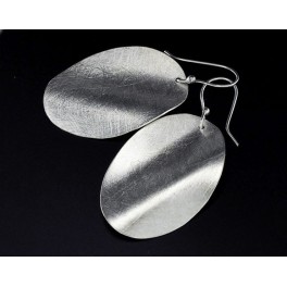Karen Hill Tribe Silver 1 pair Curve Oval  Earrings 28x40mm.