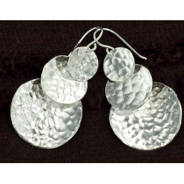 Karen Hill Tribe Silver 1 pair Curve Circle Disc Earrings 20x32mm.