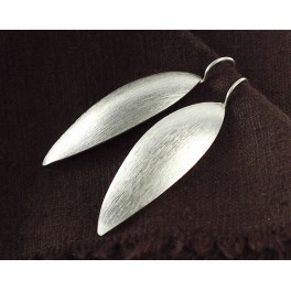 Karen Hill Tribe Silver 1 pair Brushed Leaf  Earrings 12x39mm.