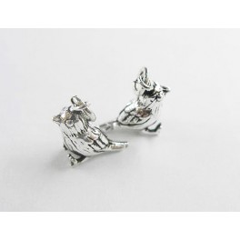 925 Sterling Silver 2 Oxidized Bird Charms 5x12mm.