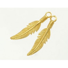 925 Sterling Silver 24k Gold Vermeil Style 2  Feather Charms