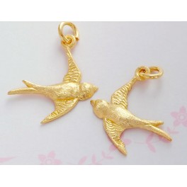 925 Sterling Silver 24k Gold Vermeil Style  2 Bird Charms