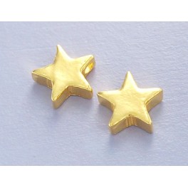 925 Sterling Silver 24k Gold Vermeil Style 2 Star Beads 7.5mm.