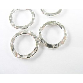 Karen Hill Tribe Silver 4 Hammered Jump Rings 15mm.