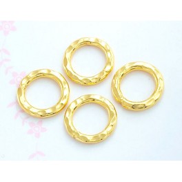 Karen hill tribe Gold  Vermeil Style 4 Hammered Jump Rings 12 mm.
