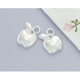 925 Sterling Silver 2 Apple Charms  7x8.5 mm.