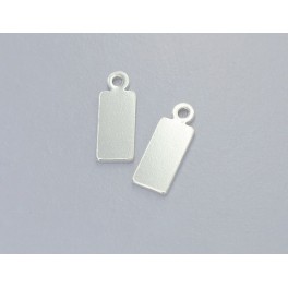 925 Sterling Silver 4 Rectangle Disc Tag Charms 5x13mm.