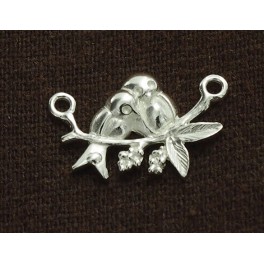 925 Sterling Silver Love Birds Perched Link, Connector 13x20 mm.