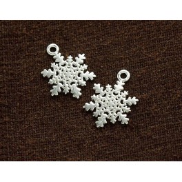 925 Sterling Silver 2 Snowflake Charms 11 mm., delicated charms