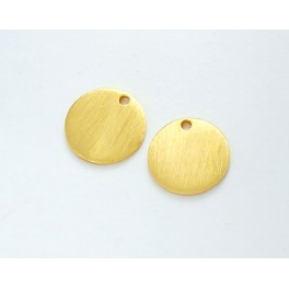 925 Sterling Silver 24k Gold Vermeil Style 2 Round Disc Tag Charms 10 mm.