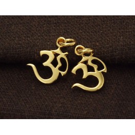 925 Sterling Silver 24k Gold Vermeil Style 2 Ohm Charms 11.5x12mm.