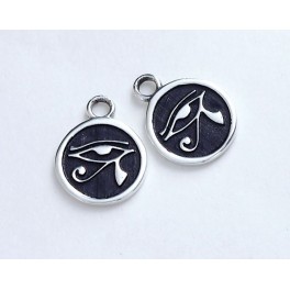 925 Sterling Silver 2 Eye Of Horus  Printed Charms 9.8mm.