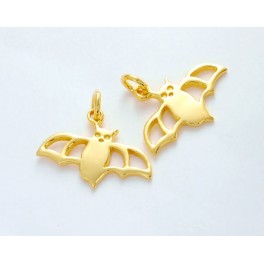 925 Sterling Silver 24k Gold Vermeil Style 2 Bat Charms 11x19mm.