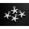 925 Sterling Silver 4 Starfish Charms 10mm.